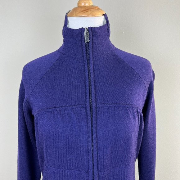 Smartwool Sweater Jacket Womens XS Purple 100% Merino Wool Full Zip Repair - Picture 2 of 14